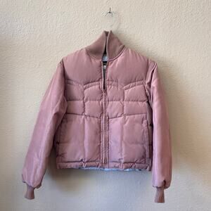 Vintage 70s Tempco pink cropped goose down puffer coat size 12